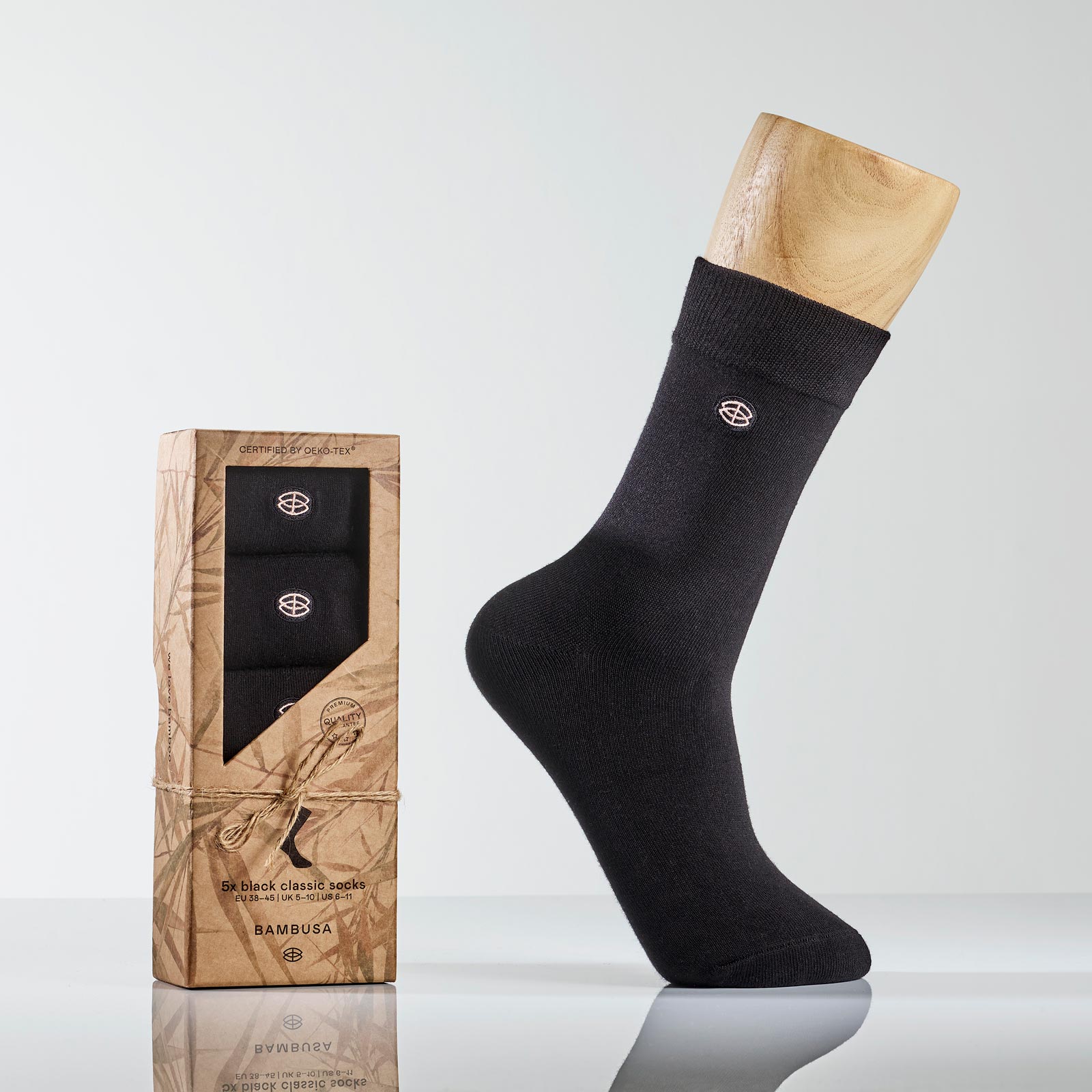 blod gennemskueligt Fem Klassiske sokker, Sort, 5 par – Bambusa